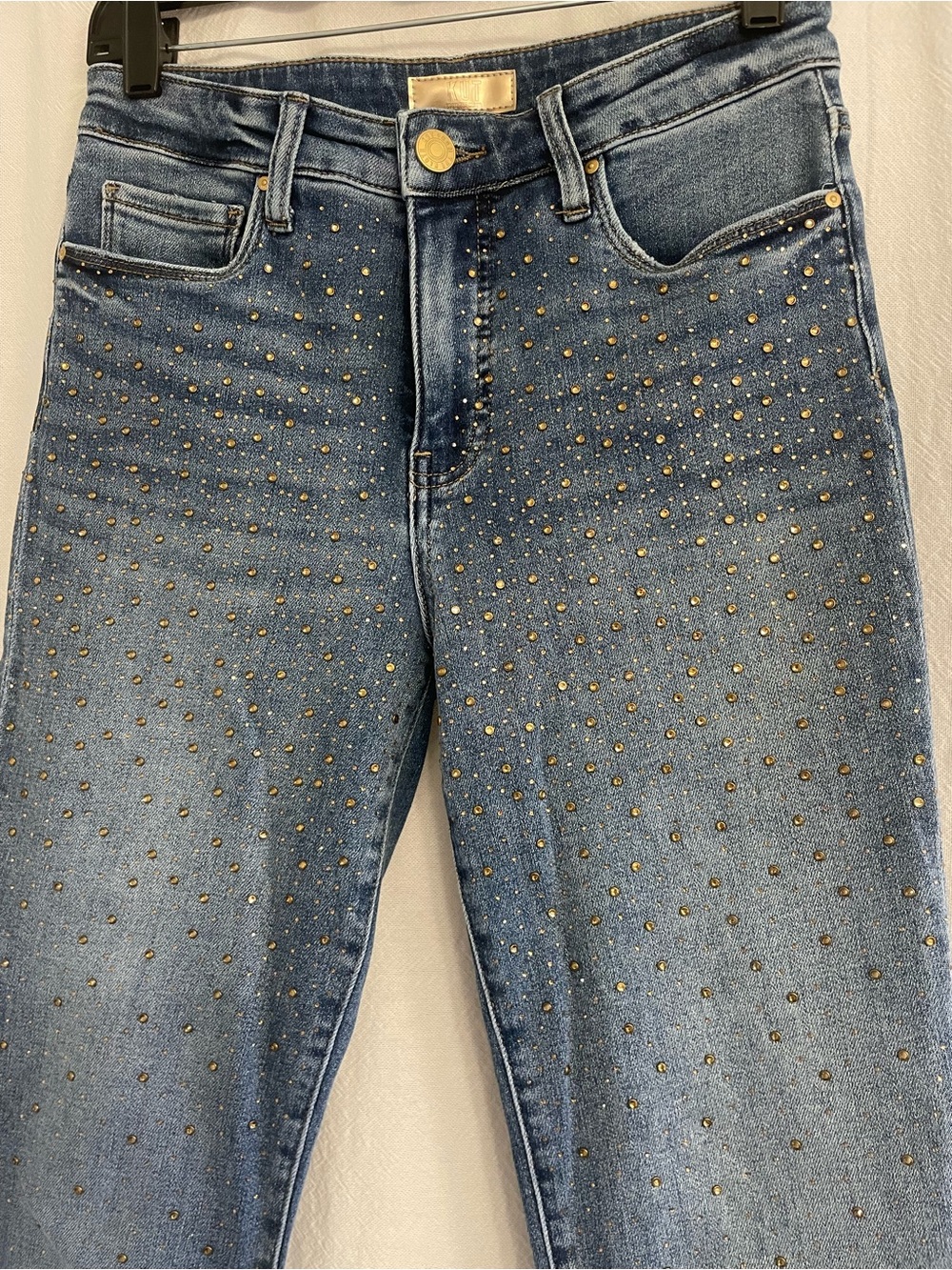 Kut from the Kloth “Reese Fab AB Ankle Straight Leg” HR Jeans with Gold Studs